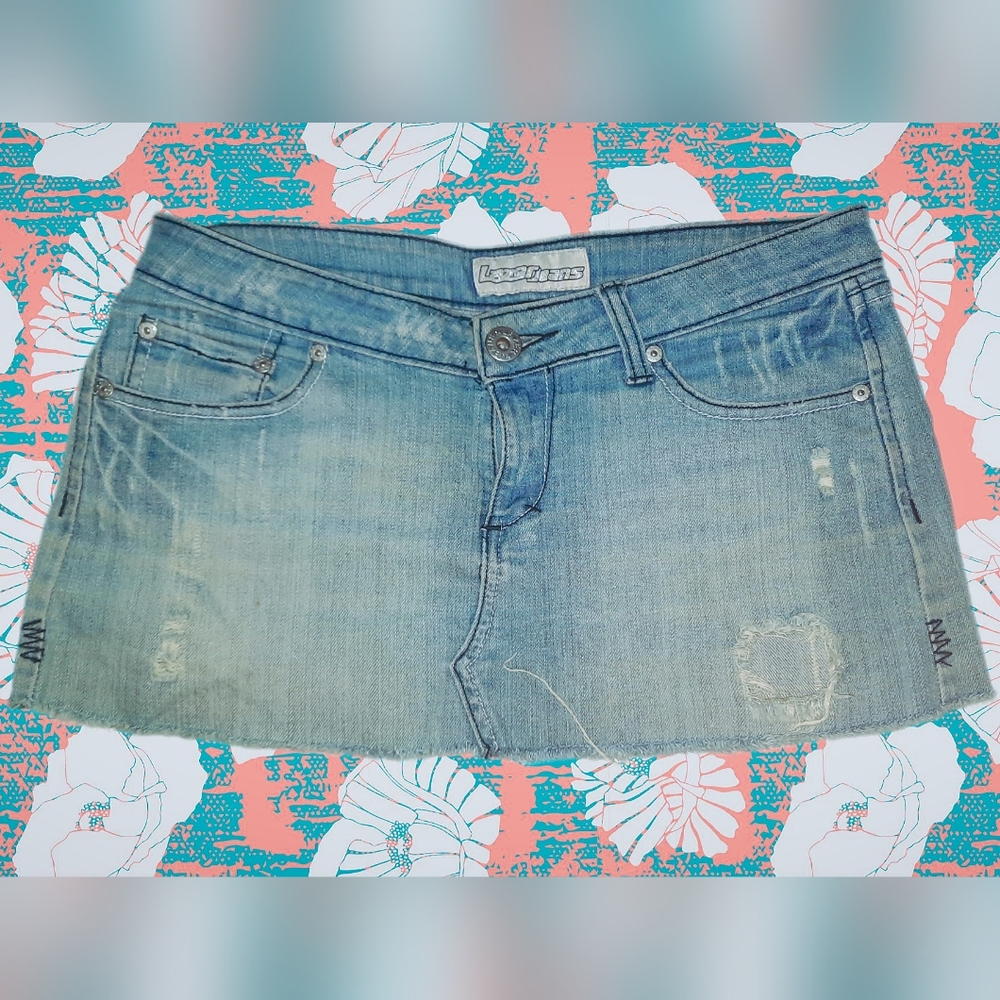 Distressed Faded Jean Skirt Size 5